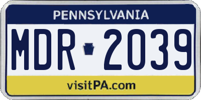 PA license plate MDR2039