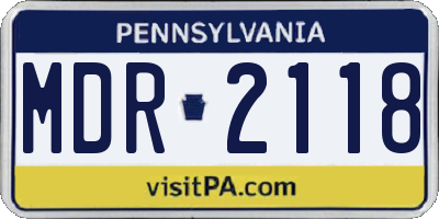 PA license plate MDR2118