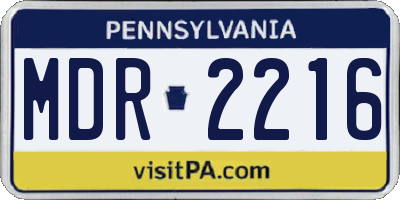 PA license plate MDR2216