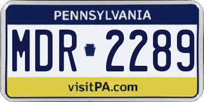 PA license plate MDR2289