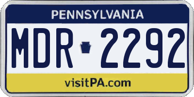 PA license plate MDR2292