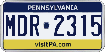 PA license plate MDR2315
