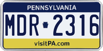 PA license plate MDR2316