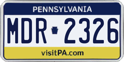 PA license plate MDR2326