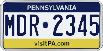 PA license plate MDR2345