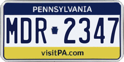 PA license plate MDR2347