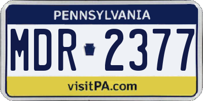 PA license plate MDR2377