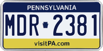 PA license plate MDR2381