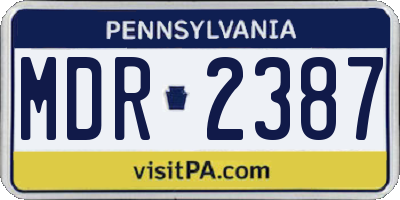 PA license plate MDR2387