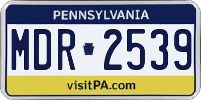PA license plate MDR2539