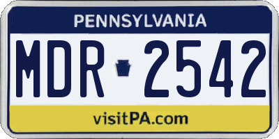 PA license plate MDR2542