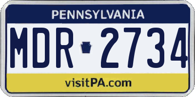 PA license plate MDR2734