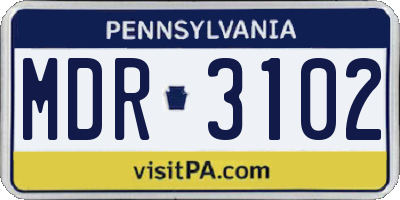PA license plate MDR3102