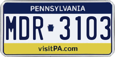 PA license plate MDR3103