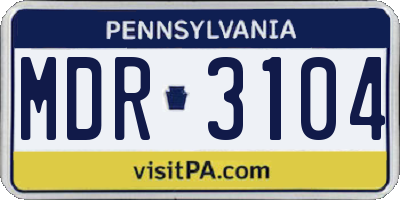 PA license plate MDR3104