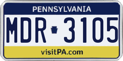 PA license plate MDR3105