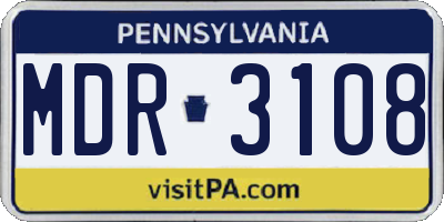 PA license plate MDR3108