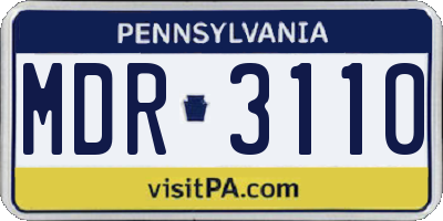 PA license plate MDR3110