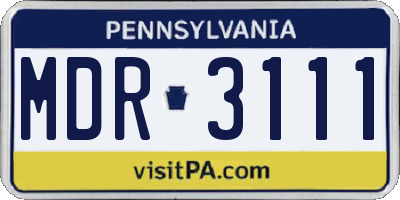 PA license plate MDR3111