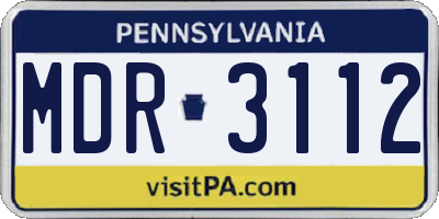 PA license plate MDR3112