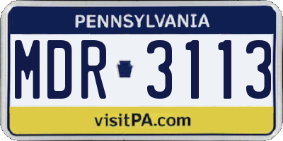 PA license plate MDR3113