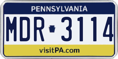 PA license plate MDR3114