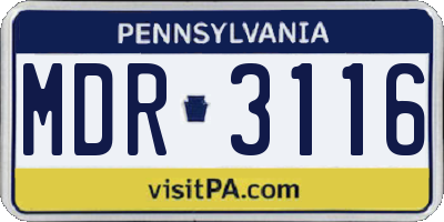 PA license plate MDR3116