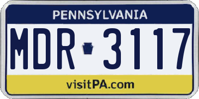 PA license plate MDR3117