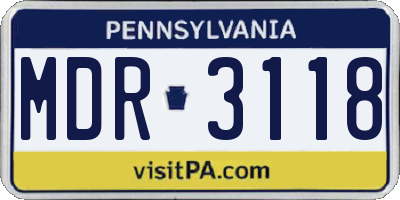 PA license plate MDR3118