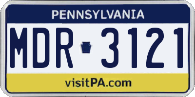 PA license plate MDR3121