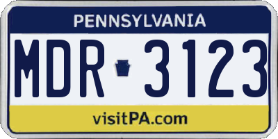 PA license plate MDR3123
