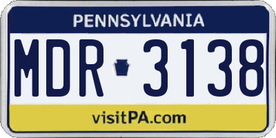 PA license plate MDR3138