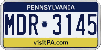 PA license plate MDR3145