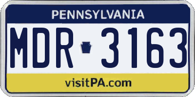 PA license plate MDR3163