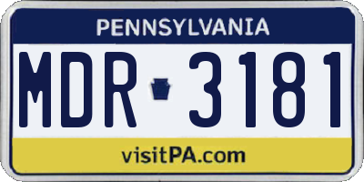 PA license plate MDR3181