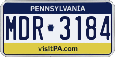 PA license plate MDR3184