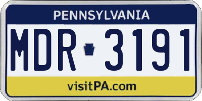 PA license plate MDR3191