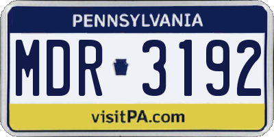 PA license plate MDR3192