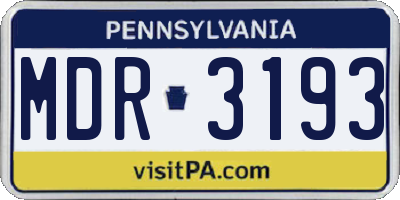 PA license plate MDR3193