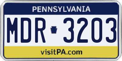 PA license plate MDR3203