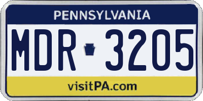 PA license plate MDR3205