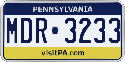 PA license plate MDR3233