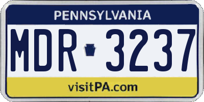 PA license plate MDR3237