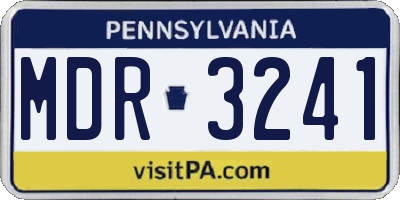 PA license plate MDR3241
