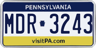 PA license plate MDR3243