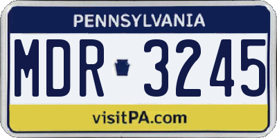 PA license plate MDR3245