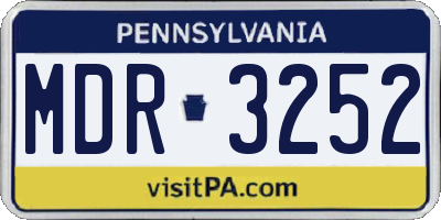 PA license plate MDR3252