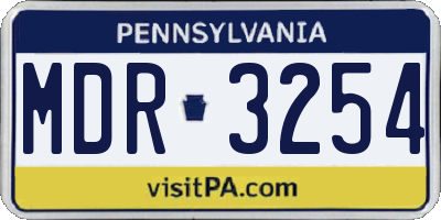 PA license plate MDR3254