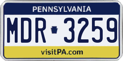 PA license plate MDR3259