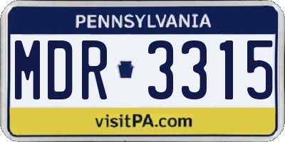 PA license plate MDR3315